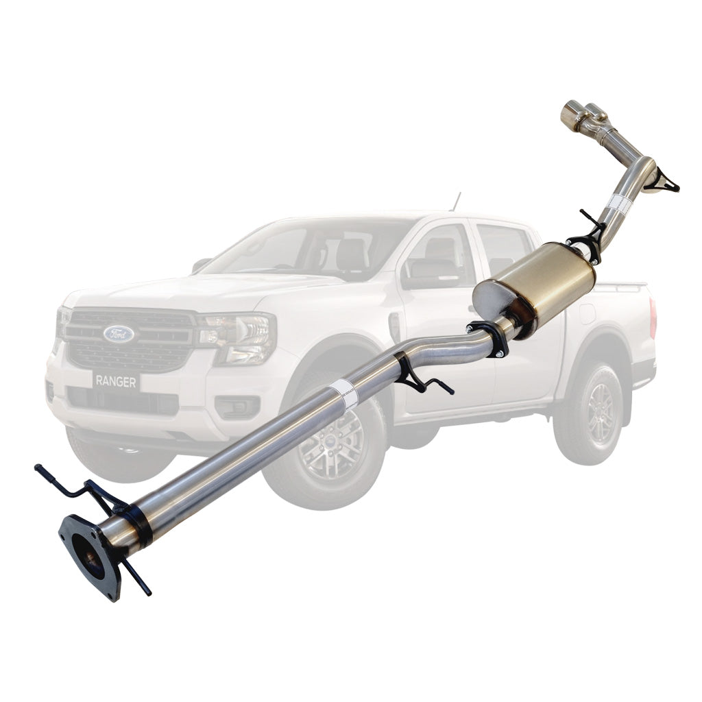 FORD RANGER NEXT GEN V6 3L TURBO DIESEL 2022 > 3" # DPF # BACK STAINLESS EXHAUST WITH MUFFLER ONLY TWIN TIP SIDE EXIT