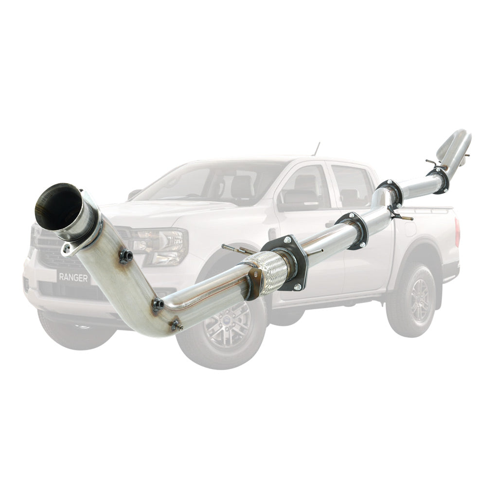 FORD RANGER NEXT GEN 3L V6 3.5" DPF DELETE TURBO BACK EXHAUST WITH PIPE