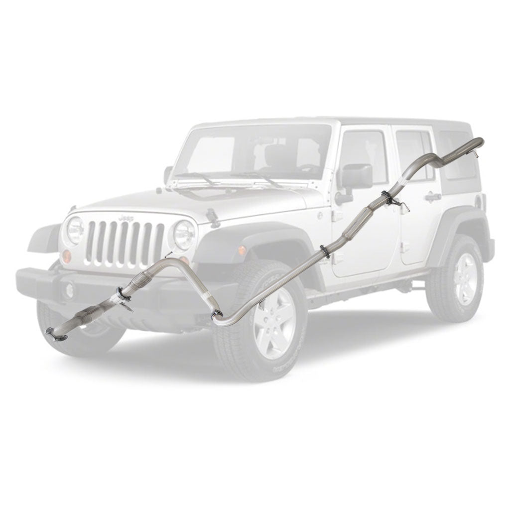 3 Inch Full Stainless Exhaust for Jeep JK Wrangler 2.8lt CRD 07 to 10 with Hotdog and Cat (4 Door Models)