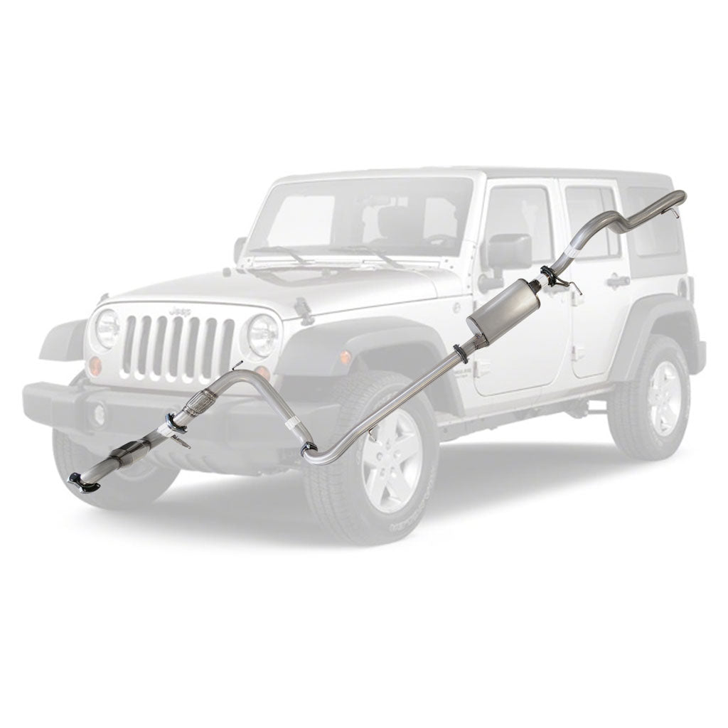 3 Inch Full Stainless Exhaust for Jeep JK Wrangler 2.8lt CRD 07 to 10 with Muffler and Cat (4 Door Models)