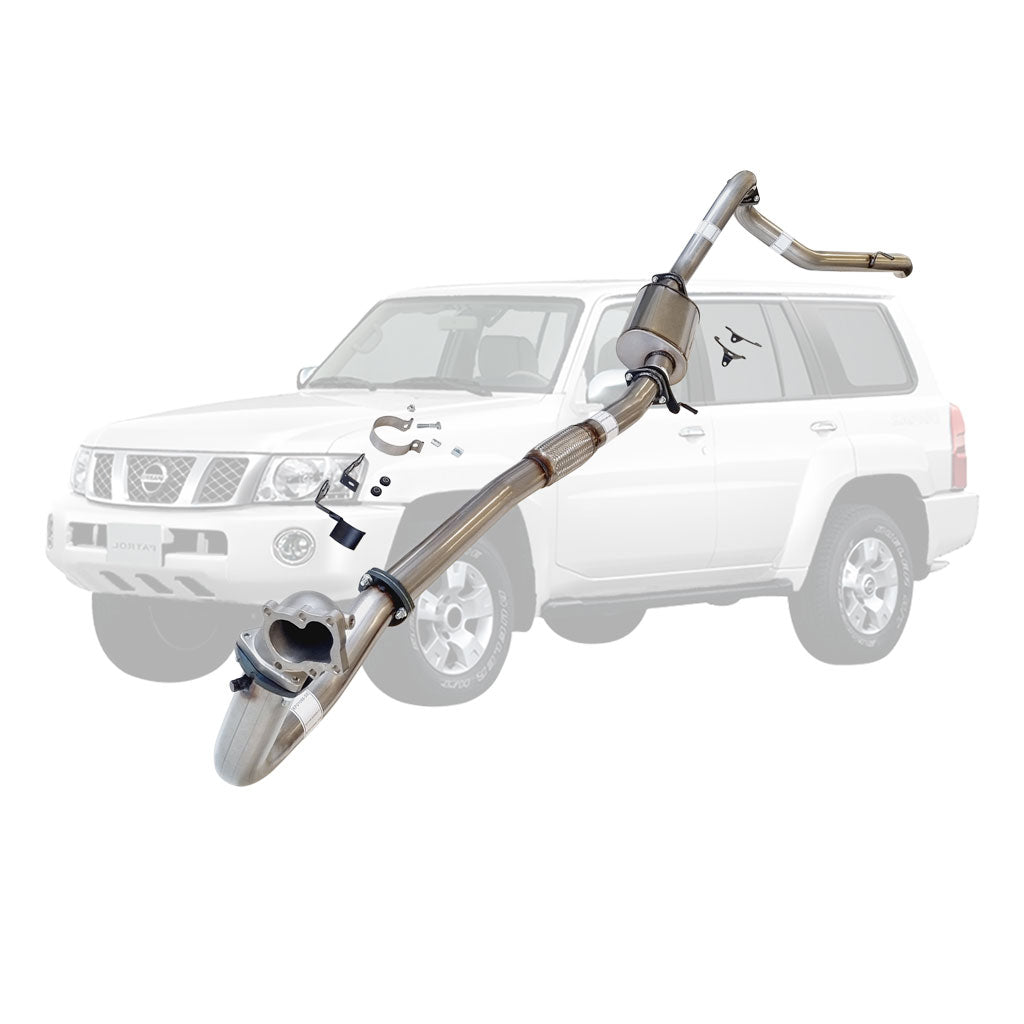 NISSAN PATROL GU 4.2LT WAGON 3" TURBO BACK EXHAUST WITH STAINLESS 304 CAST DUMP PIPE & MUFFLER ONLY