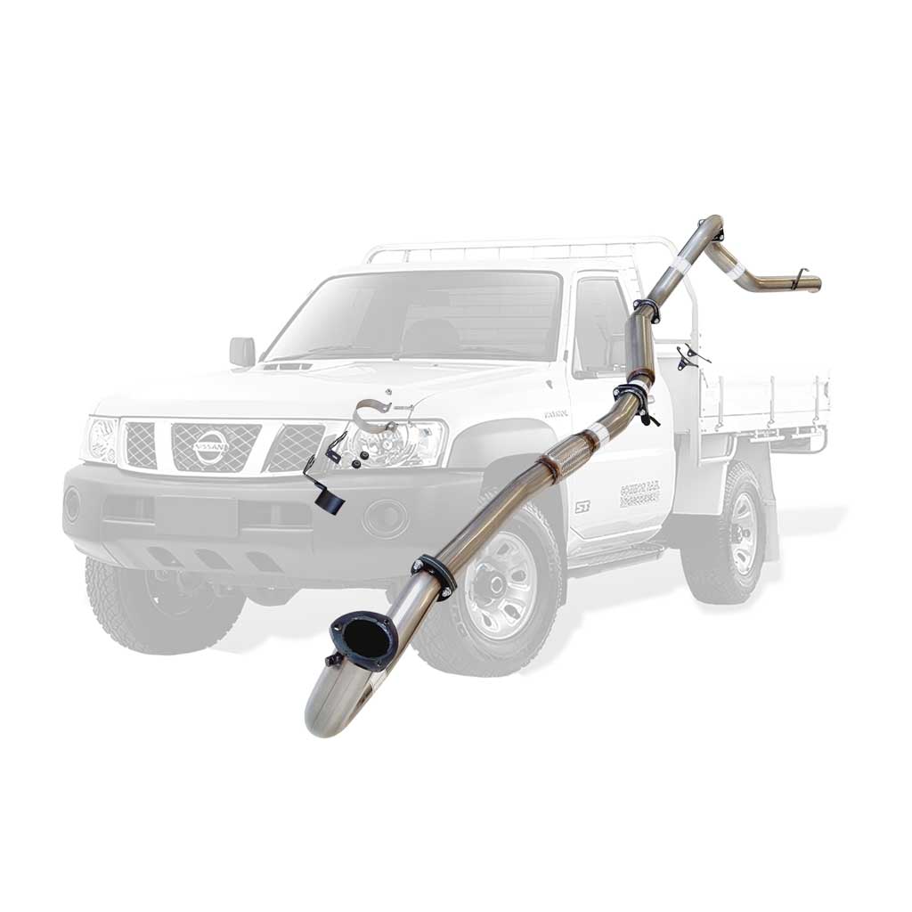 NISSAN PATROL GU 4.2L TD42-T 96-2006 UTE COIL & LEAF SPRING 3" STAINLESS EXHAUST WITH HOTDOG ONLY (NO DUMP PIPE inc) use HDP for Dump Pipe