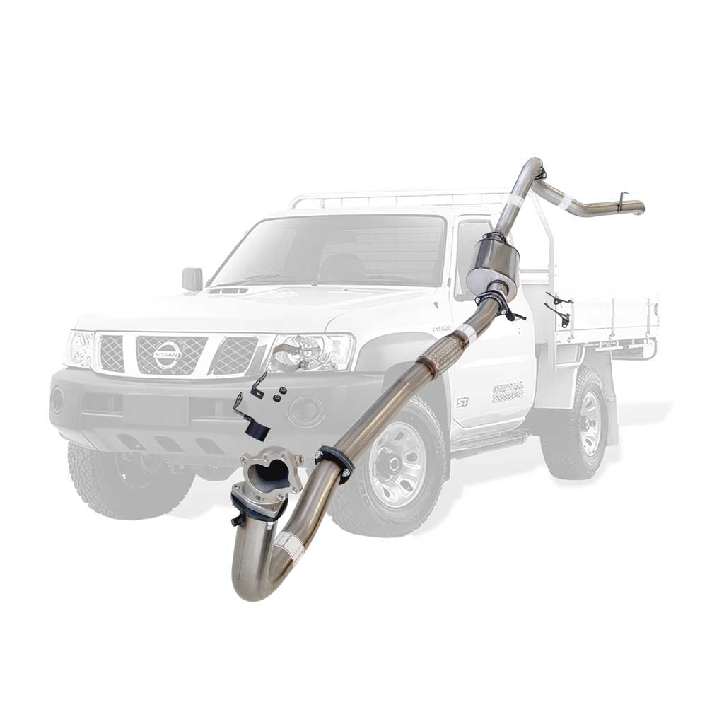 NISSAN PATROL GU 4.2LT UTE LEAF & COIL SUSPENSION 3" TURBO BACK STAINLESS EXHAUST WITH STAINLESS 304 CAST DUMP PIPE & MUFFLER ONLY