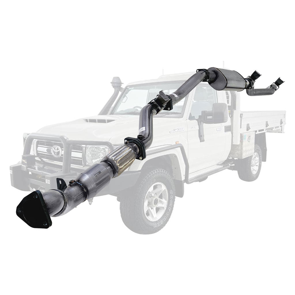 TOYOTA LANDCRUISER 79 SERIES VDJ79 4.5L 1VD-FTV SINGLE CAB, DOUBLE CAB # DPF DELETE# 3" STAINLESS TURBO BACK EXHAUST WITH CAT & MUFFLER