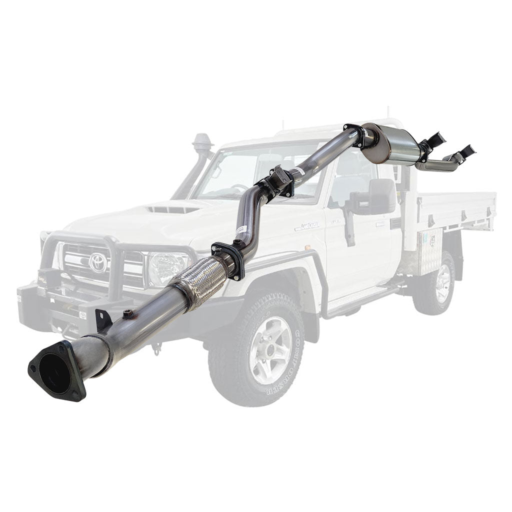 TOYOTA LANDCRUISER 79 SERIES VDJ79 4.5L 1VD-FTV SINGLE CAB, DOUBLE CAB # DPF DELETE# 3" STAINLESS TURBO BACK EXHAUST WITH MUFFLER