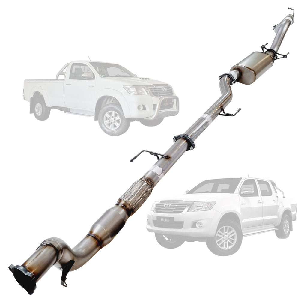 TOYOTA HILUX KUN16/26 3L 1KD-FTV D4D 2005 - 9/2015 3" STAINLESS TURBO BACK EXHAUST WITH CAT & MUFFLER