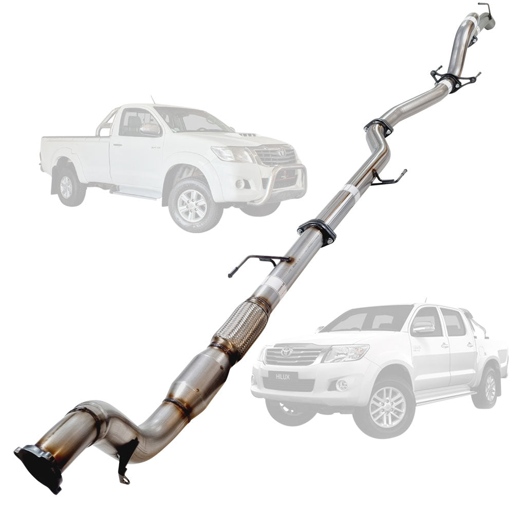 TOYOTA HILUX KUN16/26 3L 1KD-FTV D4D 2005 - 9/2015 3" STAINLESS TURBO BACK EXHAUST WITH CAT & PIPE New Version
