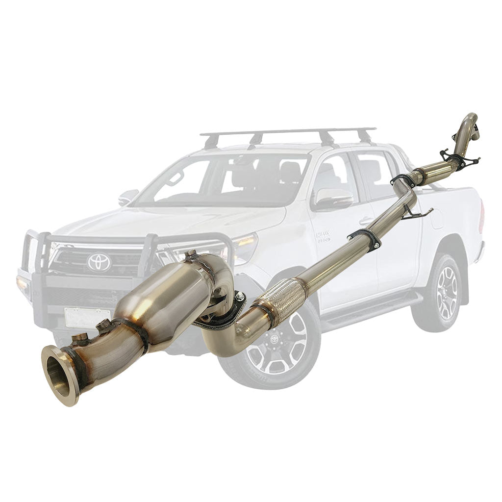 TOYOTA HILUX TD N80 1DG-FTV 2.8L 4Cyl - October 2015 ON 3" Inch Turbo Back Exhaust With Cat And Hotdog (DPF MODEL)