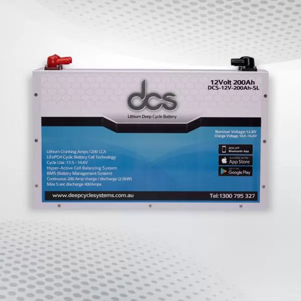 DCS 12V 200AH Slimline Lithium Battery W/Bluetooth