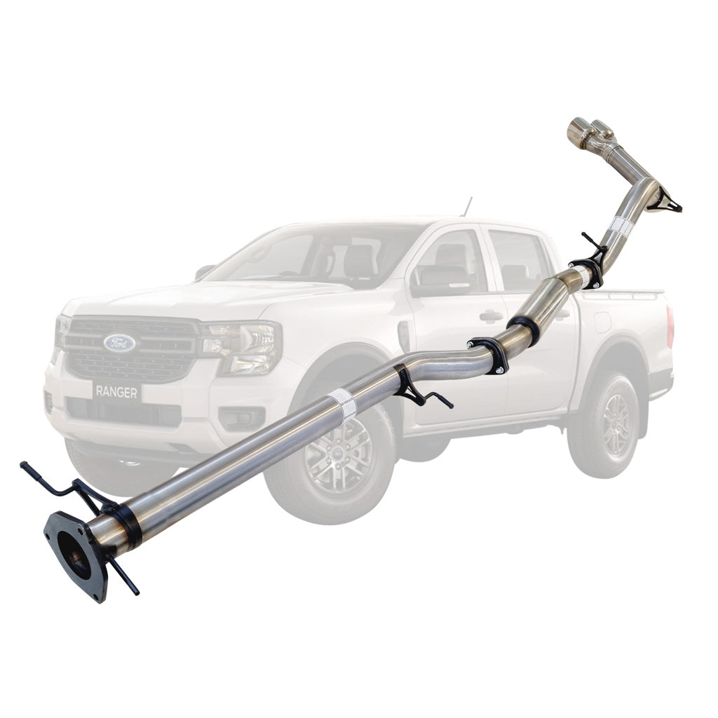 FORD RANGER NEXT GEN V6 3L TURBO DIESEL 2022 > 3" # DPF # BACK STAINLESS EXHAUST WITH HOTDOG ONLY TWIN TIP SIDE EXIT
