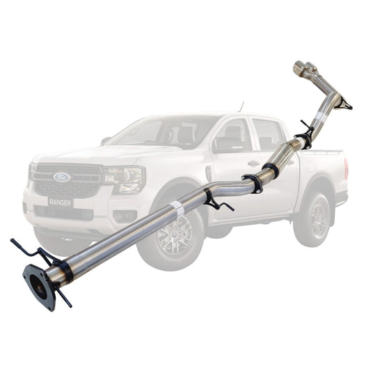 FORD RANGER NEXT GEN V6 3L TURBO DIESEL 2022 > 3" # DPF # BACK STAINLESS EXHAUST WITH HOTDOG ONLY TWIN TIP SIDE EXIT