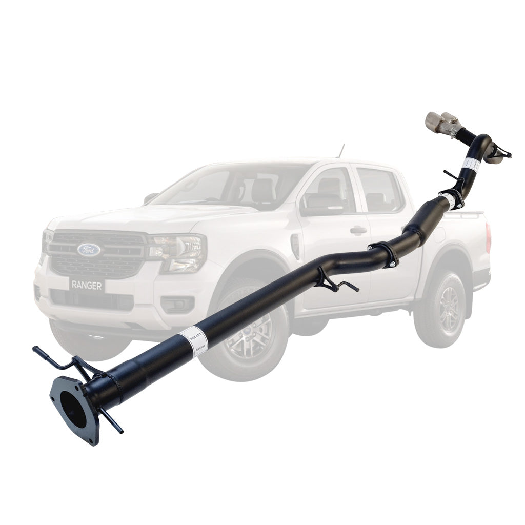 FORD RANGER NEXT GEN V6 3L TURBO DIESEL 2022 > 3" # DPF # BACK EXHAUST WITH HOTDOG  TWIN TIP SIDE EXIT
