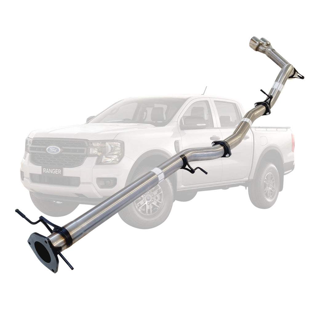 FORD RANGER NEXT GEN V6 3L TURBO DIESEL 2022 > 3" # DPF # BACK STAINLESS EXHAUST WITH PIPE ONLY TWIN TIP SIDE EXIT