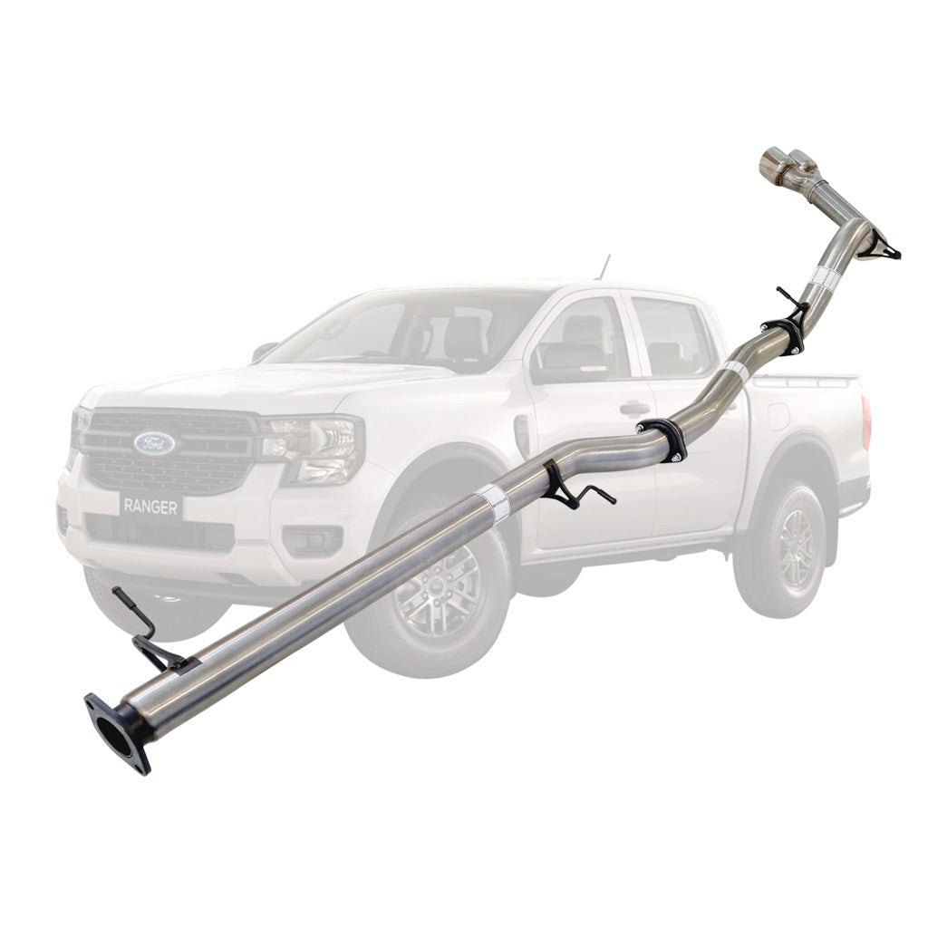 FORD RANGER NEXT GEN 4CYL 2L BI-TURBO 2022 On 3" DPF BACK STAINLESS EXHAUST WITH PIPE ONLY TWIN TIP SIDE EXIT