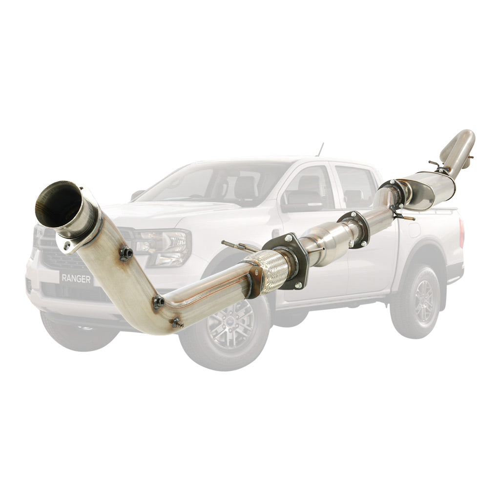 FORD RANGER NEXT GEN 3L V6 3.5" DPF DELETE TURBO BACK EXHAUST WITH MUFFLER CAT