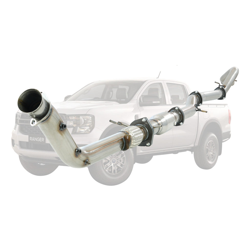 FORD RANGER NEXT GEN 3L V6 3.5" DPF DELETE TURBO BACK EXHAUST WITH PIPE CAT
