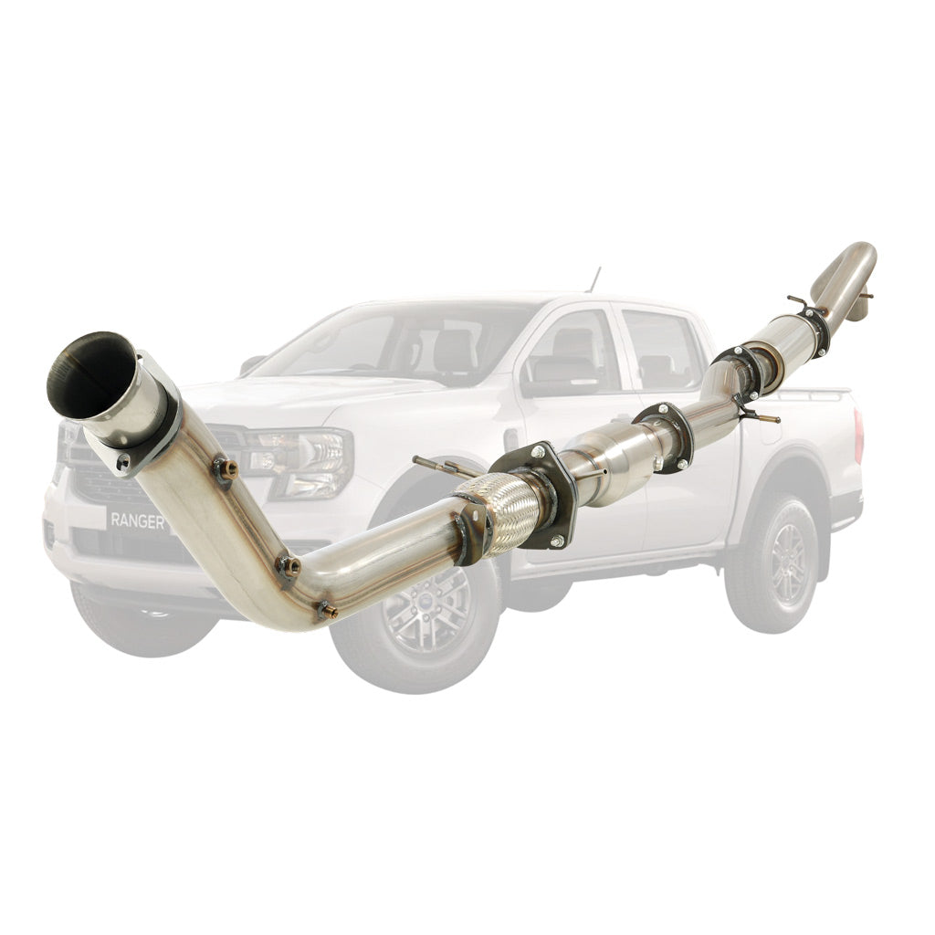 FORD RANGER NEXT GEN 3L V6 3.5" DPF DELETE TURBO BACK EXHAUST WITH RESO AND CAT