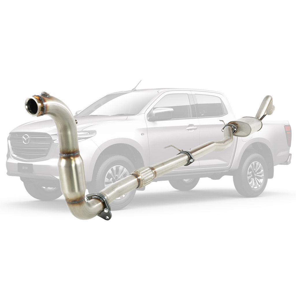 Mazda BT50 B30B 3.0L 4JJ3-TCX 2020 ON 3" STAINLESS TURBO BACK DPF DELETE EXHAUST WITH CAT AND MUFFLER
