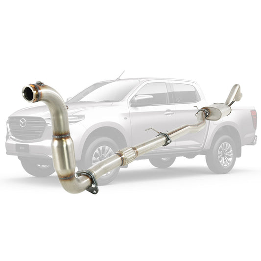 Mazda BT50 B30B 3.0L 4JJ3-TCX 2020 ON 3" STAINLESS TURBO BACK DPF DELETE EXHAUST WITH CAT AND MUFFLER
