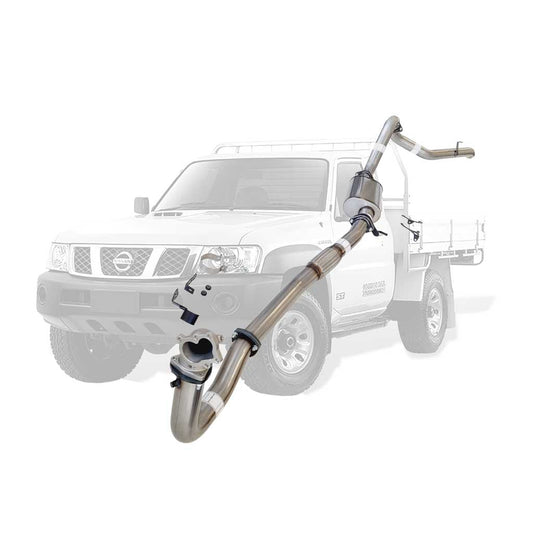 NISSAN PATROL GU 4.2LT UTE LEAF & COIL SUSPENSION 3" TURBO BACK STAINLESS EXHAUST WITH  STAINLESS 304 CAST DUMP PIPE & MUFFLER ONLY