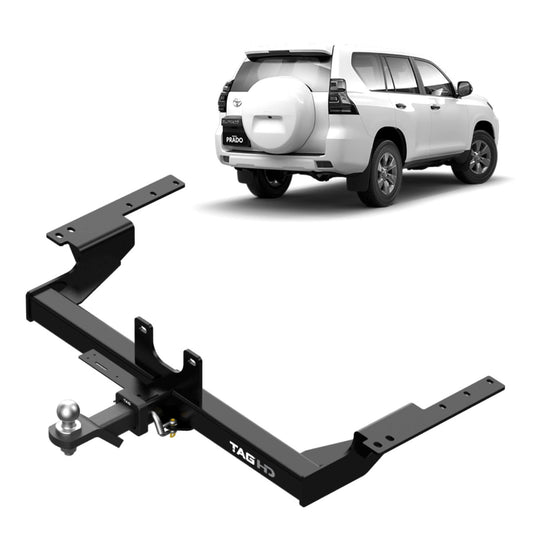 TAG Heavy Duty Towbar for Toyota Prado 150 Series with Spare Wheel on Back Door (11/2009 - on)