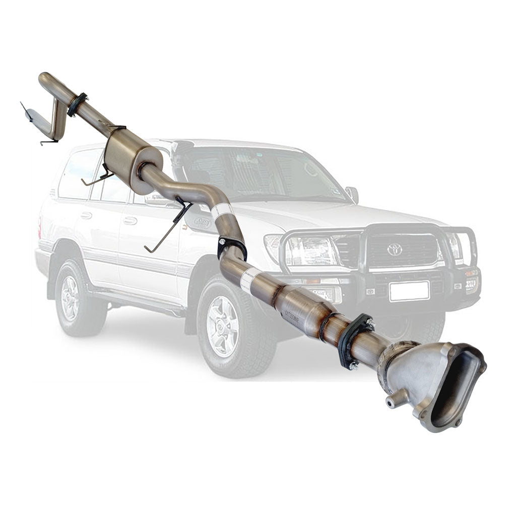 TOYOTA LANDCRUISER 100 SERIES HD100R WAGON 4.2L 3" 1HD TURBO BACK STAINLESS EXHAUST MUFFLER AND CAT