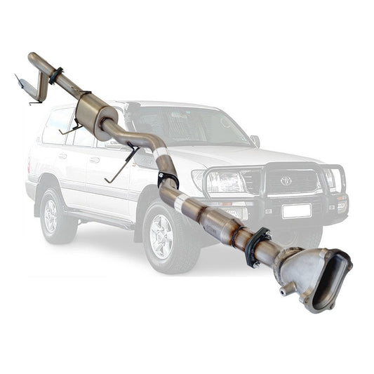 TOYOTA LANDCRUISER 100 SERIES HD100R WAGON 4.2L 3" 1HD TURBO BACK STAINLESS EXHAUST MUFFLER AND CAT