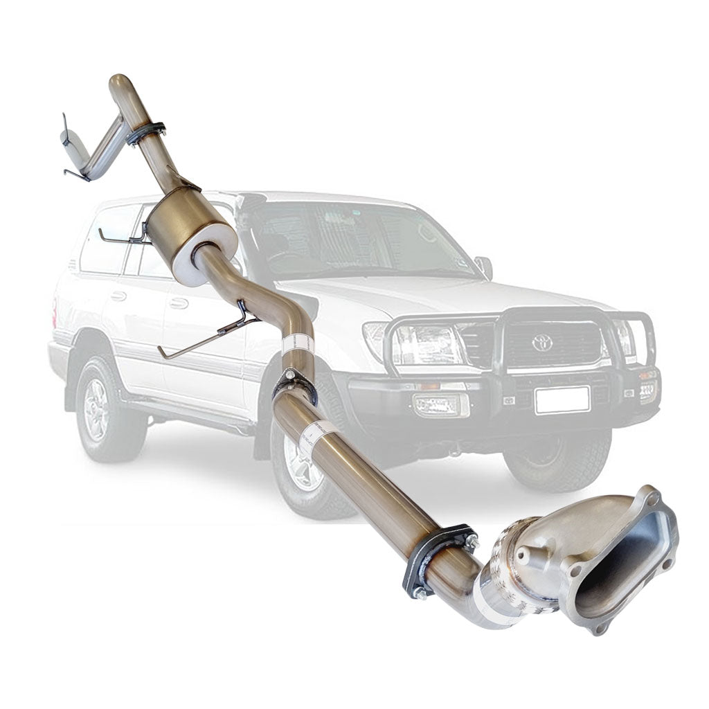 TOYOTA LANDCRUISER 100 SERIES HD100R WAGON 4.2L 3" 1HD TURBO BACK STAINLESS EXHAUST MUFFLER NO CAT