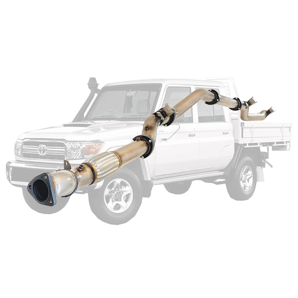3.5" STAINLESS TURBO BACK EXHAUST (PIPE ONLY) DPF DELETE FOR TOYOTA LANDCRUISER 79 SERIES VDJ 4.5L (OCT 2016+)