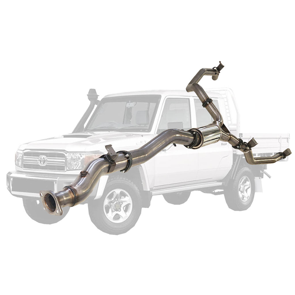 Toyota Landcruiser 79 Series Vdj79 4.5l V8 4" Stainless Steel Single Into Twin 3" DPF Back Exhaust With Muffler Only
