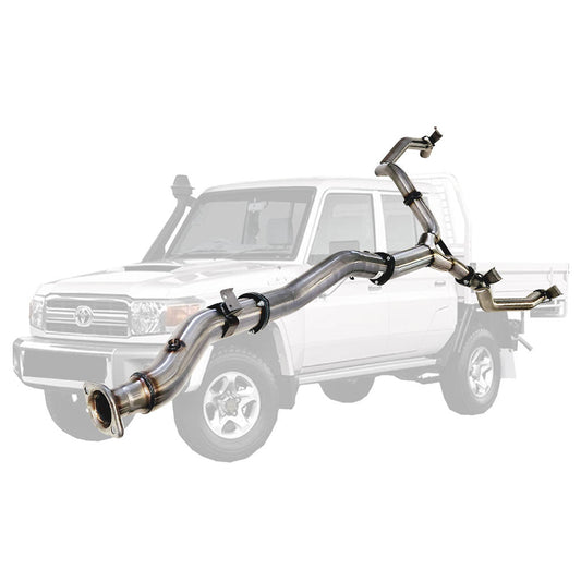 Toyota Landcruiser 79 Series Vdj79 4.5l V8 4" Stainless Steel Single Into Twin 3" DPF Back Exhaust With Pipe Only