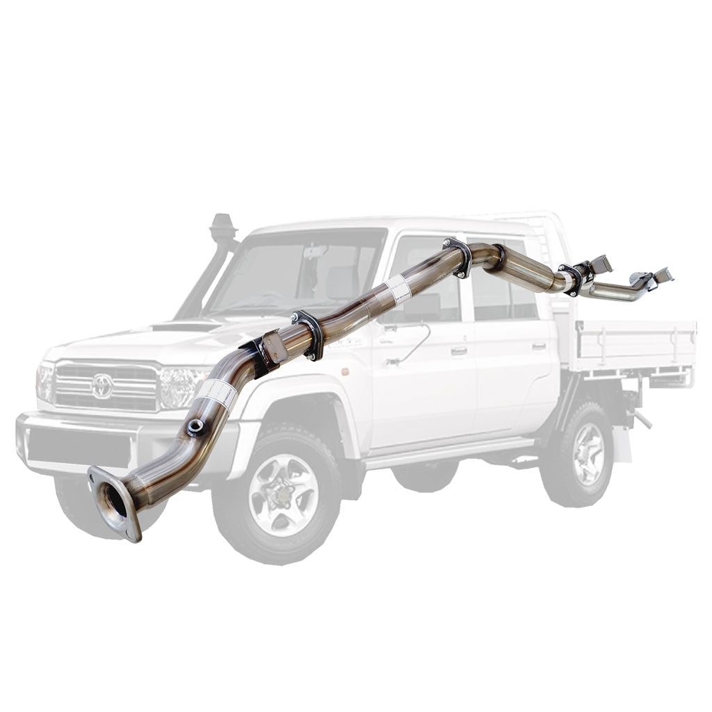 TOYOTA LANDCRUISER 79 SERIES VDJ79 SINGLE & DOUBLE CAB UTE 4.5L V8 10/2016 ON 3" STAINLESS #DPF# BACK EXHAUST WITH HOTDOG