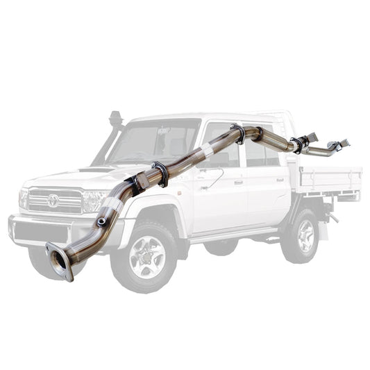 TOYOTA LANDCRUISER 79 SERIES VDJ79 SINGLE & DOUBLE CAB UTE 4.5L V8 10/2016 ON 3" STAINLESS #DPF# BACK EXHAUST WITH HOTDOG