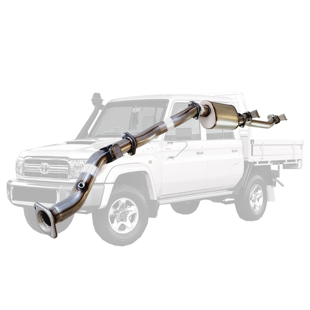 TOYOTA LANDCRUISER 79 SERIES VDJ79 SINGLE & DOUBLE CAB UTE 4.5L V8 10/2016 ON 3" STAINLESS #DPF# BACK EXHAUST WITH MUFFLER