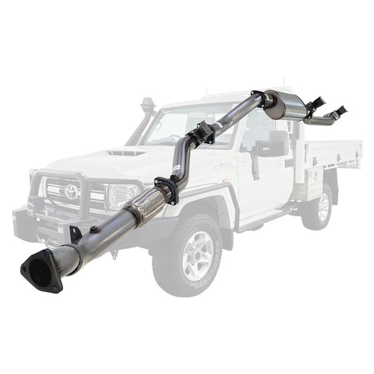 TOYOTA LANDCRUISER 79 SERIES VDJ79 4.5L 1VD-FTV SINGLE CAB, DOUBLE CAB # DPF DELETE# 3" STAINLESS TURBO BACK EXHAUST WITH MUFFLER
