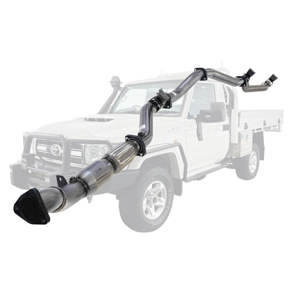 TOYOTA LANDCRUISER 79 SERIES VDJ79 4.5L 1VD-FTV SINGLE CAB, DOUBLE CAB # DPF DELETE# 3" STAINLESS TURBO BACK EXHAUST WITH CAT & PIPE
