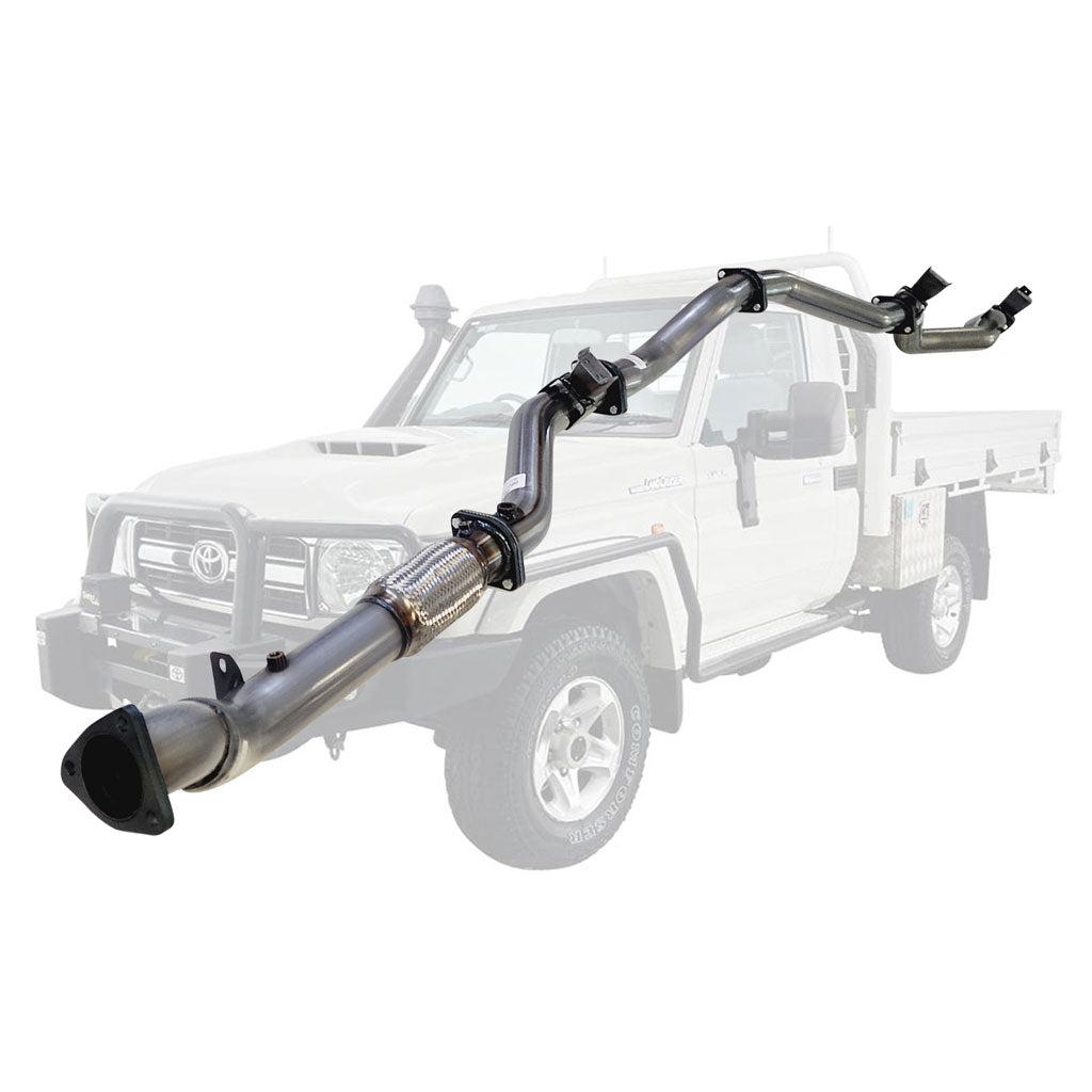 TOYOTA LANDCRUISER 79 SERIES VDJ79 4.5L 1VD-FTV SINGLE CAB, DOUBLE CAB # DPF DELETE# 3" STAINLESS TURBO BACK EXHAUST WITH PIPE ONLY
