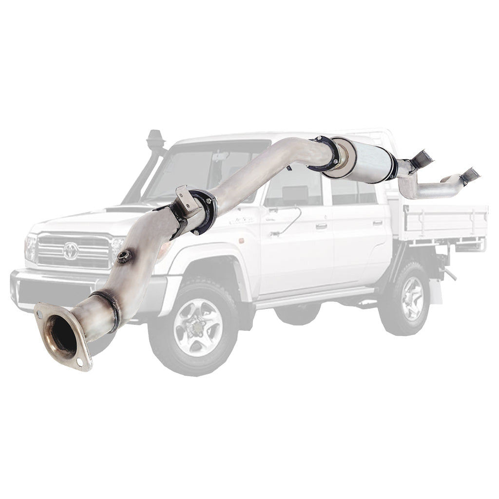 3.5" Stainless Steel DPF Back Exhaust for Toyota Landcruiser 79 Series VDJ 4.5L with FAKE MUFFLER
