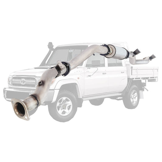 3.5" Stainless Steel DPF Back Exhaust for Toyota Landcruiser 79 Series VDJ 4.5L with FAKE MUFFLER