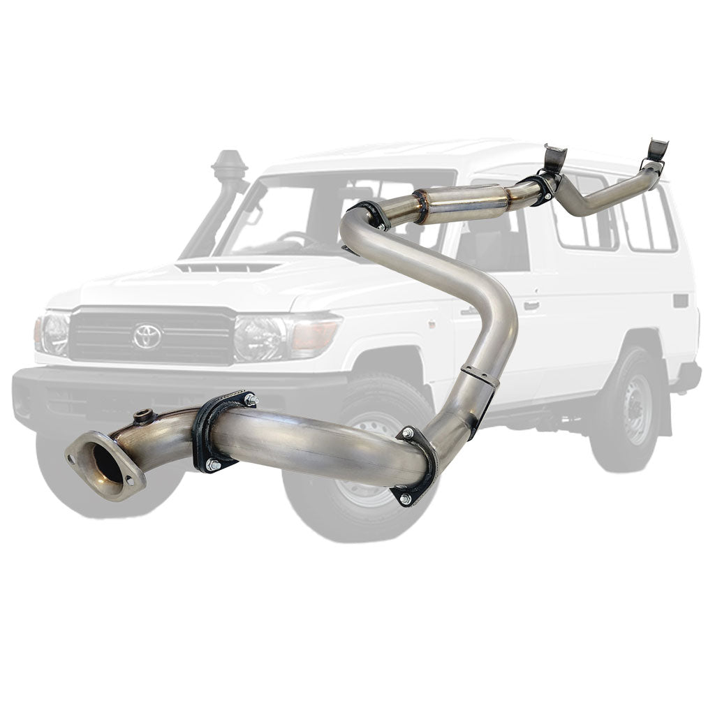 3" Stainless DPF Back Exhaust for Toyota Landcruiser Troop Carrier 78 Series VDJ 4.5L V8 with Hotdog Only
