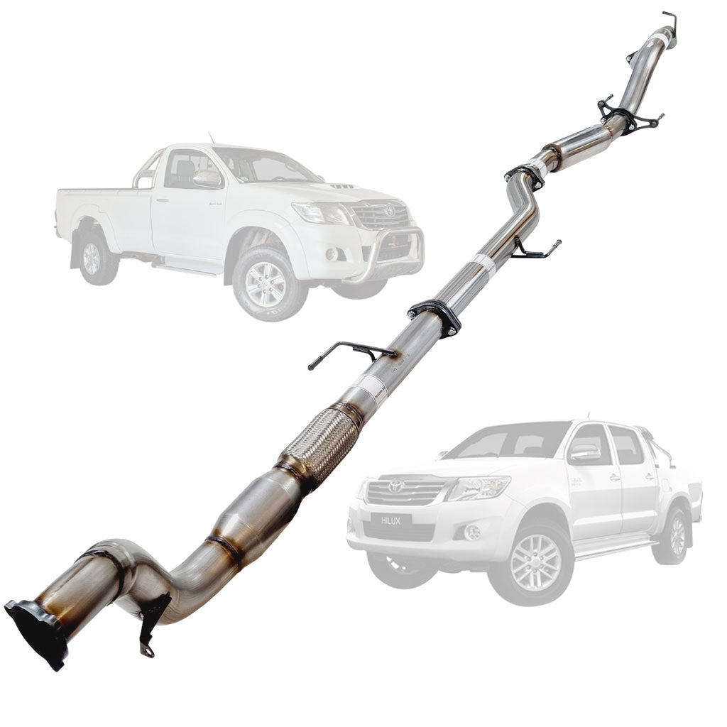 TOYOTA HILUX KUN16/26 3L 1KD-FTV D4D 2005 - 9/2015 3" STAINLESS TURBO BACK EXHAUST WITH CAT & HOTDOG