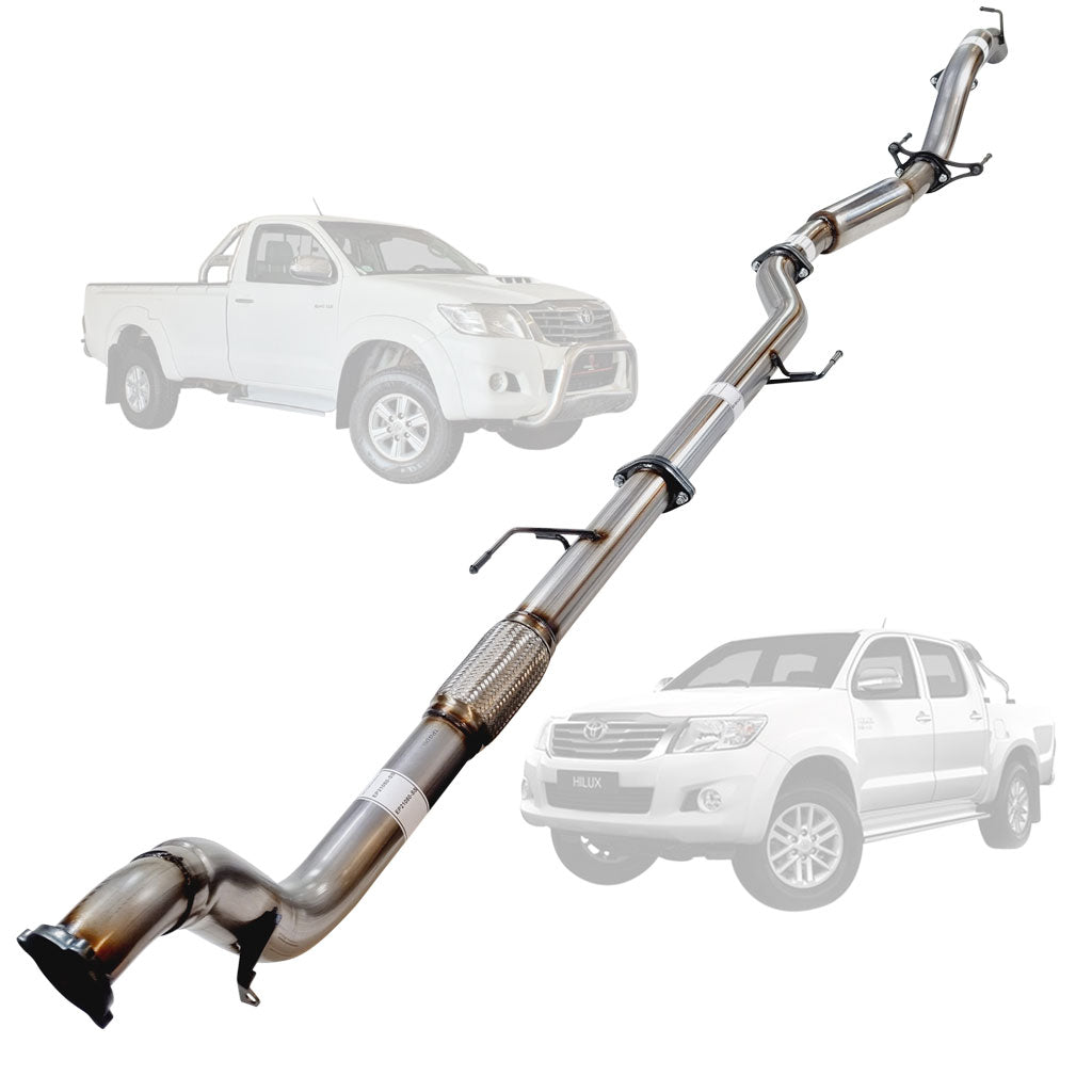 TOYOTA HILUX KUN16/26 3L 1KD-FTV D4D 2005 - 9/2015 3" STAINLESS TURBO BACK EXHAUST WITH HOTDOG ONLY