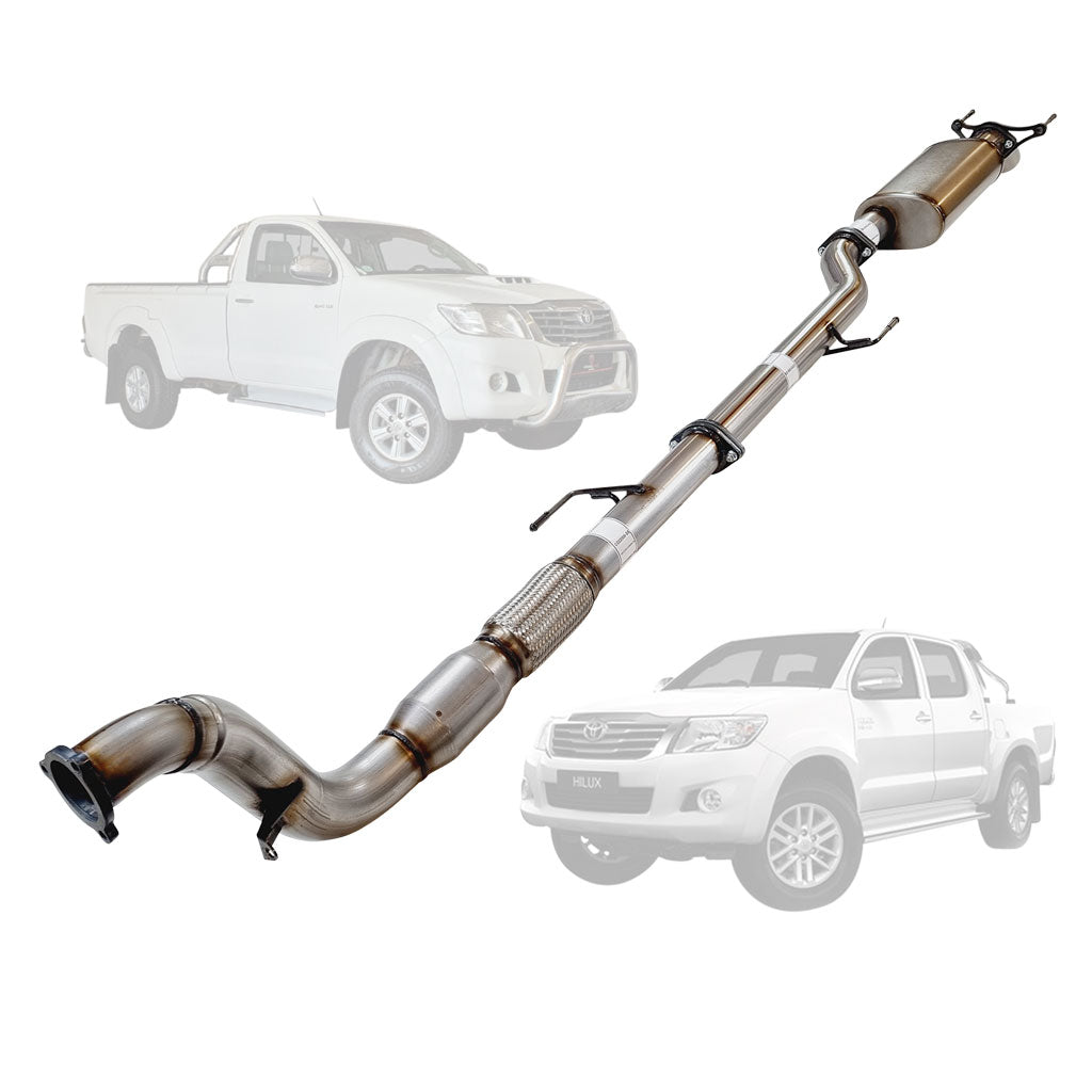 TOYOTA HILUX KUN16/26 3L 1KD-FTV D4D 2005 - 9/2015 3" STAINLESS TURBO BACK EXHAUST MUFFLER AND CAT DIFF DUMPED