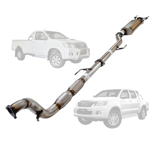 TOYOTA HILUX KUN16/26 3L 1KD-FTV D4D 2005 - 9/2015 3" STAINLESS TURBO BACK EXHAUST MUFFLER AND CAT DIFF DUMPED