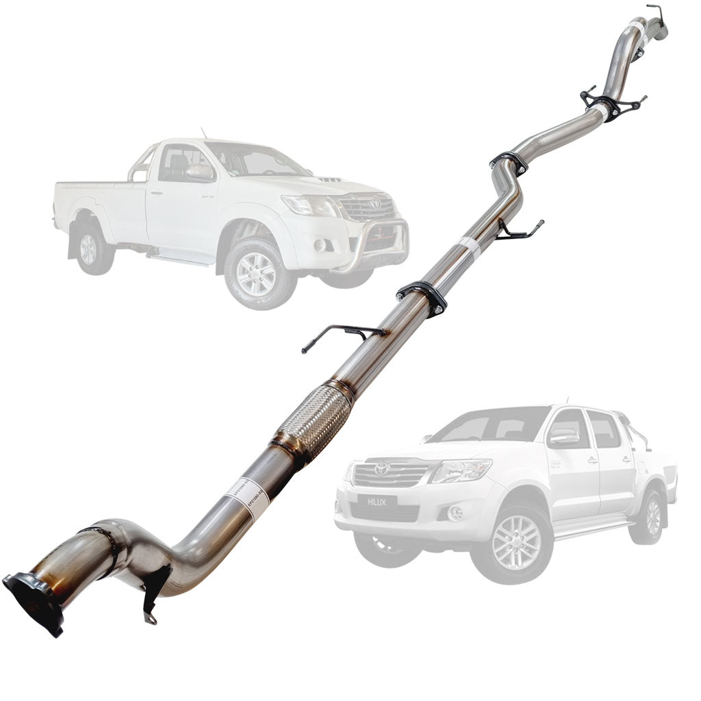TOYOTA HILUX KUN16/26 3L 1KD-FTV D4D 2005 - 9/2015 3" STAINLESS TURBO BACK EXHAUST WITH PIPE ONLY