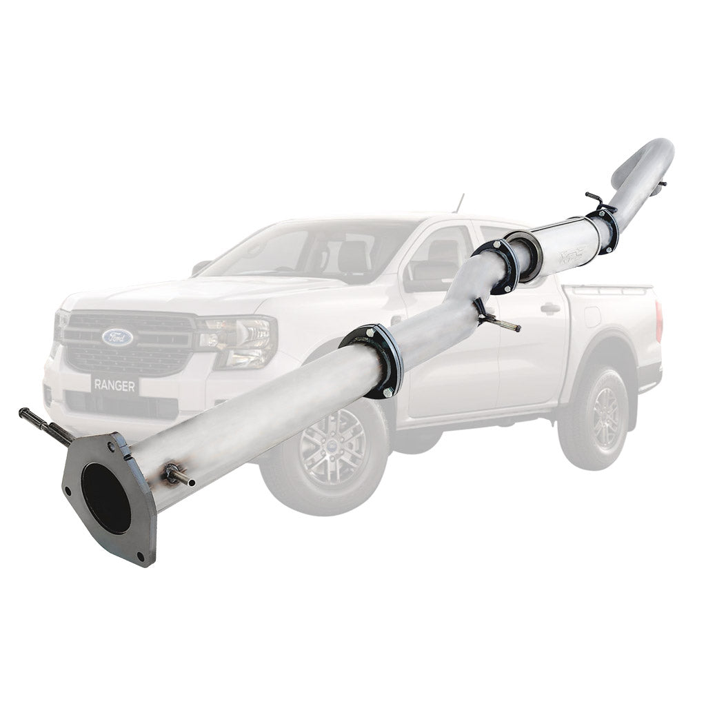 FORD RANGER NEXT GEN 3L V6 TD 2022 ON 3.5" # DPF # BACK STAINLESS EXHAUST WITH FAKE MUFFLER ONLY