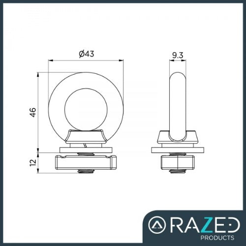 Razed Products Eyebolt Tie Down Kit - Powder Coated Black